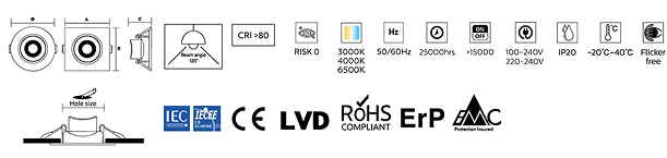 bombilla LED spot square